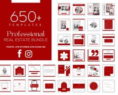 the red and white presentation template for real estate