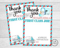 two thank cards for the first class job