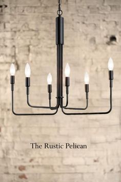 the rustic pelican chandelier is made from metal and features five lights