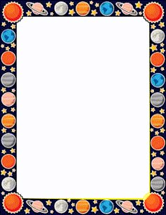 a space themed frame with planets and stars on the border, as well as an empty space