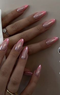 Clean Summer Nails, Italian Nails Trends, Paznokcie Hello Kitty, Pink Chrome Nails, Basic Nails