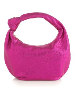 Shiraleah Chrissy Knotted Metallic Top Handle Bag, Magenta Trendy Party Hobo Bag, Trendy Hobo Bag For Party, Trendy Hobo Shoulder Bag For Party, Metallic Shoulder Bag With Removable Pouch For Party, Trendy Party Hobo Bag Tote, Chic Metallic Clutch Bag, Trendy Hobo Bag With Removable Pouch For Party, Chic Metallic Satchel Bag, Metallic Top Handle Bag For Party