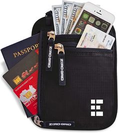 an open black wallet filled with money and cards