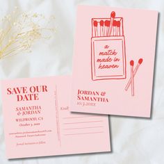 save - the - date cards with makeup brushes on them