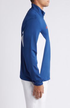 Early morning tee times call for a lightweight layer like this jacket cut from wicking, quick-drying Light Mid fabric with a comfortable, flexible fit. 26" length (size medium) Two-way front-zip closure Stand collar Moisture-wicking fabric engineered for dryness and comfort 85% polyester, 15% spandex Machine wash, tumble dry Imported Functional Blue Track Jacket, Blue Functional Track Jacket, Functional Long Sleeve Blue Track Jacket, Blue Long Sleeve Functional Track Jacket, Navy Long Sleeve Track Jacket For Sports Events, Blue Half-zip Track Jacket For Sports, Navy Sporty Outdoor Tops, Navy Sporty Tops For Outdoor, Sporty Navy Tops For Outdoor