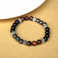 Material: Stone Style: Europe and America Black Obsidian Stone, Blue Tiger Eye, Tree Of Life Bracelet, Blue Tiger, Obsidian Stone, Hematite Stone, Blue Tigers, Blue Tigers Eye, Protection Bracelet