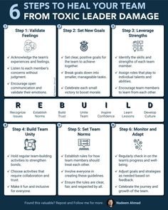 six steps to heal your team from toxic leader damage, including instructions on how to use them