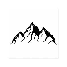 a black and white drawing of three mountains