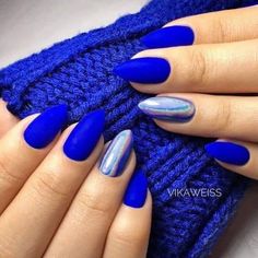 Acrylic Nails Natural, Blue Gel Nails, Blue Acrylic Nails, Blue Nail Art, Blue Nail, Shellac Nails, Prom Nails