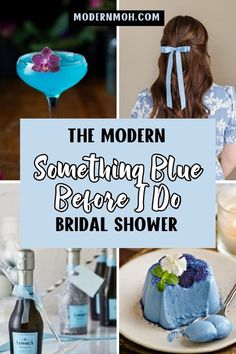 the modern something blue before i do bridal shower is featured in this collage