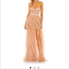 Nwt Nude- Sold Out! X Revolve Bustier Gown, Revolve Bustier Gown, Bustier Gown, Sparkly Gown, Dream Prom Dress, Warm Taupe, Dream Prom, Unique Prom Dresses, Designer Prom Dresses