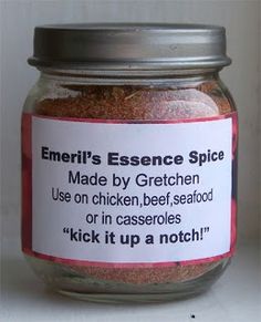 a jar filled with spices sitting on top of a table