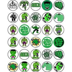 the avengers stickers are all green and black