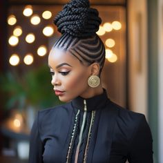 Cornrow Updo Hairstyles, Elegant Hairstyle, Ghana Braids, Protective Hairstyles Braids