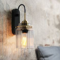 Prismatic Glass Can Sconce Farmhouse Wall Mount Light With Bedside Bulb In Black Bedside Wall Lights, Black Wall Lamps, Modern Wall Lamp, Lampe Decoration, Wall Mounted Lamps, Brass Wall Light, Elegant Art, Wall Mounted Light, Support Mural