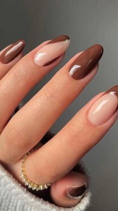 Ongles Beiges, September Nails, Cute Nails For Fall, October Nails, Brown Nails, Classy Nails, Nail Polishes