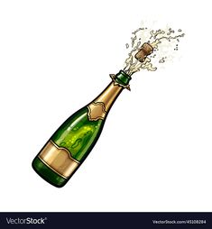 a bottle of champagne with bubbles coming out