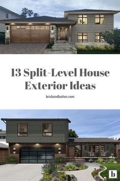 Split Level Craftsman Exterior, Split Home Remodel Exterior, Exterior Raised Ranch Remodel, 1970 Split Level Remodel Exterior, Split Entry House Exterior, Split Entry Home Exterior, Modern Split Level Exterior Remodel, Split Level Modern Exterior, How To Modernize Your Home Exterior