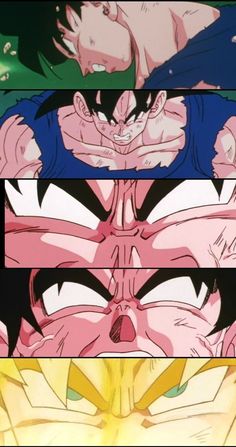 three different images of gohan and vegeta from the dragon ball anime series