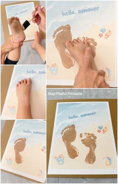 step by step instructions on how to make a baby's hand and foot print