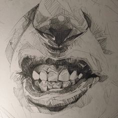 a drawing of a clown's mouth and teeth