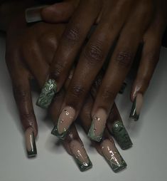 Raise your hand if your favorite color is green too 😮‍💨🤚🏾 #nolanailtech #neworleans #neworleansbeginnernailtech #beginnernailtech #explorepage #explore #fyp #acrylicnails #longnails #nails #nailart #nail #tiktok #nailsofinstagram #nailsnailsnails #frenchtipnails #reels #viral #squarenails Green Nails Inspiration, Earthy Nails, Black Marble Nails, Grey Nails, Birthday Inspo, Gray Nails, Raise Your Hand If, Raise Your Hand, Marble Nails