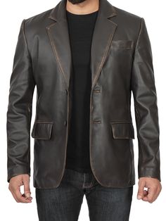 Mens Brown Leather Blazer Leather Blazer Men, Types Of Blazers, Mens Leather Blazer, Brown Leather Blazer, Leather Blazers, Leather Jacket For Men, Men's Leather Jacket, Jacket For Men, Brown Leather Jacket