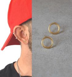 Men's stud earrings, Men's earrings, Men's post earrings, Gold earrings men, Men's jewelry, Gift for him, Unisex stud earrings This listing is for two handmade 3 micron deep gold plated over silver circle stud earrings. The earrings are super comfortable and add a modern touch to any look ⊹ D e t a i l s 2 micron deep gold plated over Sterling silver earrings Dimensions: 0.39 inch || 1 cm All earrings come with silicone safety backs All jewelry arrive in gift boxes For more men's earrings: https Modern Cartilage Earrings For Everyday, Gold Earrings Men, Men's Earrings, Earrings Men, Mens Earrings Studs, Circle Stud Earrings, Studs Men, Circle Earrings Studs, Silver Circle