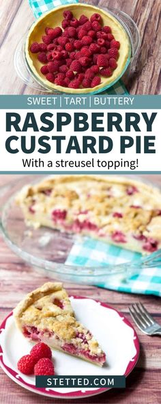 raspberry custard pie with a crust topping on the top and bottom