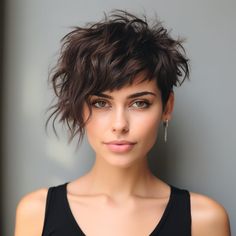 Waves Haircut, Chin Length Haircuts, Messy Bob Hairstyles, Shaggy Short Hair, Mullet Haircut, Short Shag Hairstyles, Really Short Hair, Chin Length, Short Curly Haircuts