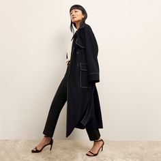 The Frankie jacket is the main character in any room it walks into. It features classic trench-inspired details—including wide lapels, a storm flap, patch pockets, and a waist-defining belt—and stands out thanks to contrast top stitching. Our mid-weight Everyday Crepe fabric makes it gorgeously drapey, easy-care, and ideal for travel. ﻿Made in Vietnam with fabric from Japan.