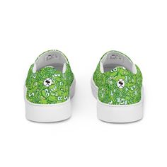 Wear this fun design full of happy frogs all over printed on these unique Shoes. Great for frog lovers, for those who want to look unique, original and tangled. Design pattern made up of a crowd of tangled frogs who have no idea how to undo such a tangle. Made for comfort and ease, these Women’s Slip-On Canvas Shoes are stylish and the ideal piece for completing an outfit. Equipped with removable soft insoles and rubber outsoles, it’s also easy to adjust them for a better fit.• 100% polyester ca Green Rubber Sole Slip-on Sneakers For Streetwear, Green Slip-on Sneakers With Rubber Sole For Streetwear, Playful Green Low-top Sneakers, Playful Green Sneakers With Rubber Sole, Green Slip-on Sneakers With Rubber Sole, Green Low-top Slip-ons For Spring, Tangled Design, When The Rain Stops, Green Frogs