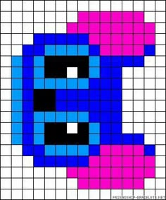 an image of a blue and pink pixellated face