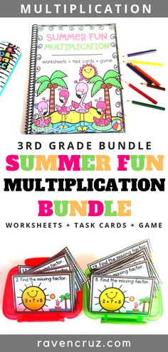 the 3rd grade summer fun worksheet bundle is shown