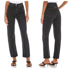 Reposhing This Item I Purchased From @Hsslifer. I Love These So Much, But They’re Too Big On Me ): Questions? Leave A Comment Below! High Rise Straight Jeans, Agolde Jeans, Waist Jeans, Grey Jeans, Black Tea, Jeans Black, Cotton Style, Dark Black, Straight Jeans