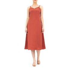 You'll love the sweet, simple style of this women's Nina Leonard midi slip dress. You'll love the sweet, simple style of this women's Nina Leonard midi slip dress. Godet insets on sides of the skirt provide a full look V-neck Sleeveless Crepe construction UnlinedFIT & SIZING 42 1/2-in. approximate length from shoulder to hem Midi length Slip silhouetteFABRIC & CARE Polyester Machine wash - Delicate Imported Size: Small. Color: Drk Orange. Gender: female. Age Group: adult. Midi Slip Dress, Full Look, The Sweet, Simple Style, Midi Length, Sleeveless Dress, Slip Dress, Dresses For Work, Dress Outfits