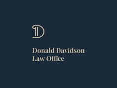 the logo for donald davidson law office on a dark blue background with white lettering that reads,