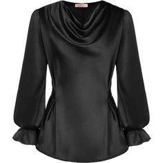 Classic Drape Cowl Neck.Long Sleeve With Ruffle Cuff. The Tie-Back Design Gives You A Waist. Peplum Hem Hides Belly Fat. This Silk Satin Blouse Can Really Modify Your Figure And Shows Your Fancy Curves Thanks To The High-Quality Satin Fabric, This Blouse Has A Good Texture And A Silky Feel Pretty Blouse For Casual Dressy Wear, Office Work, Business, Vacation, Daily Life, Outgoing, Party Evening, Formal Event, Date Night, And Birthday Tops Hand Wash And Machine Washable. Wash In Cold Water With L Satin Tops, Drape Blouse, Cowl Neck Shirt, Blouse Size Chart, Draped Blouse, Dressy Blouse, Pretty Blouses, Blouse Long Sleeve, Satin Blouse