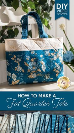 In this DIY quilting tutorial, Jen shows you how to make a tote bag using a Fat Quarter set! Jen walks you from start to finish, how to sew the body of the tote, how to quilt your tote with your sewing machine, how to add handles, how to box your corners and finish your tote! Completed tote measures approx. 13" wide × 10½" tall × 3" deep. Sewing Patterns For Bags Free, Quilting Bags Patterns, Fabric Totes To Sew, Diy Quilted Bags And Totes, Purse Tutorial Sewing, Making Bags Free Pattern, Diy Bag Tutorial, Quilted Bag Sewing Pattern, Quilting Bags And Totes