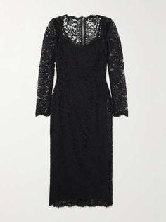 DOLCE&GABBANA Corded lace midi dress | NET-A-PORTER Elegant Lace Work Midi Dress For Evenings, Fitted Lace Midi Dress For Evening, Formal Fitted Midi Dress With Delicate Lace, Elegant Fitted Midi Dress With Delicate Lace, Luxury Lace Trim Dress For Gala, Evening Midi Dress With Lace Work, Gala Lace Dress With Lace Work, Gala Lace Dress With Lace Detail, Formal Fitted Midi Dress With Lace Work