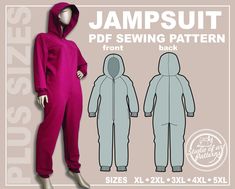 a sewing pattern for a jumpsuit with hood and sleeves