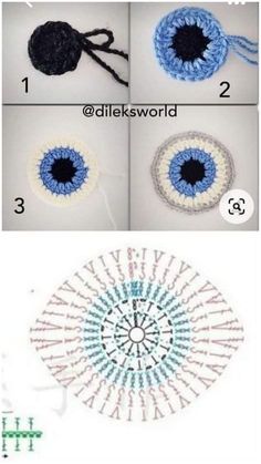 instructions to crochet an eyeball with yarn