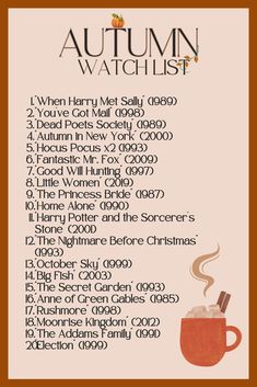 autumn cozy watch list Autumn In Movies, Movies With Autumn Vibes, Autumn Romance Movies, Autumn Vibes Movies, Fall Vibe Movies, Movies To Watch In Autumn, Best Autumn Movies, Movies For Autumn, Fall Rom Coms