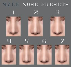 the nose presets are shown with different angles and numbers for each individual to see