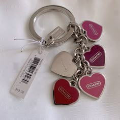 Coach Multi Color Hearts Keyfob / Keychain Brand New With Tags, Dustbag And Box Rare Bag Accessories Keychain, Yo Momma, Hoodie Diy, Accessory Inspo, Purse Essentials, Keychain Fob, Coach Accessories, Key Fobs, Pandora Bracelet