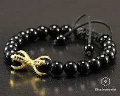 "Dragon Claw Beaded Bracelet Natural Black Onyx Protection Adjustable Shamballa Macrame Bracelet Gift For Him Her Christmas Gift Free fast shipping 3-5 business days delivered to the purchaser of two bracelets -ALL THE PRODUCTS AT ELISAJEWELRYART ARE HANDMADE AND MADE WITH NATURAL BEADS. -WHAT DOES THE ONYX STAND FOR A powerful protection stone, Black Onyx absorbs and transforms negative energy, and helps to prevent the drain of personal energy. Black Onyx aids the development of emotional and p Black Beaded Braided Bracelet As Gift, Dragon Claw, Personal Energy, Macrame Bracelet, Pretty Bracelets, Macrame Bracelets, Nature Bracelets, Adjustable Necklace, Photo Bracelet