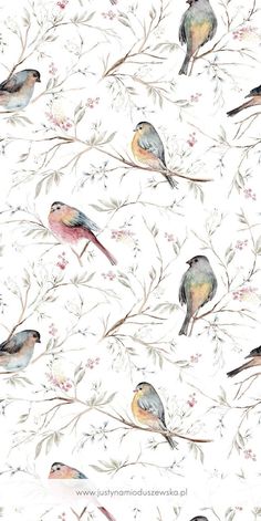 watercolor painting of birds sitting on branches