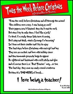 a christmas poem with the words i love being a teacher