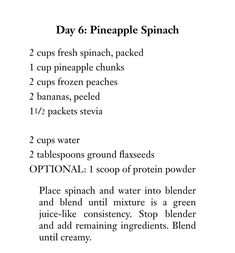 a recipe for pineapple spinach with instructions