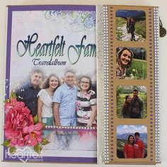 an open photo album with pictures of people and flowers